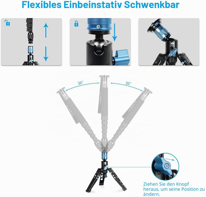 SIRUI P-36 Kit, Aluminium Stativsockel und Adapter, Einbeinstativsockel mit Schnellverschluss, passe