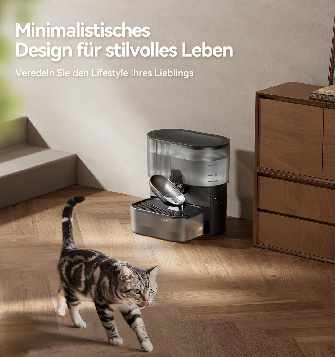 Katzenbrunnen Kabellos, FEELNEEDY Katzenbrunnen ohne Filter, mit Schmutz-Wasser-Trennung|Edelstahlsc