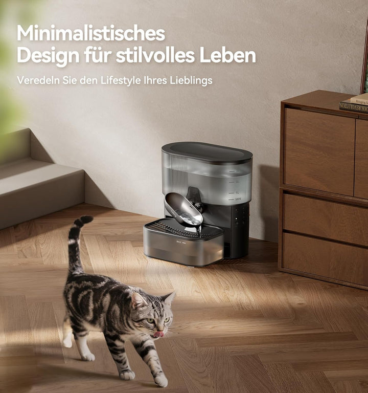 Katzenbrunnen Kabellos, FEELNEEDY Katzenbrunnen ohne Filter, mit Schmutz-Wasser-Trennung|Edelstahlsc