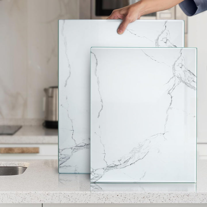 Glas-Schneidebrett, 40 x 30 cm: Glas-Arbeitsflächenschutz für Küchen, langlebig, hygienischer Glas-A