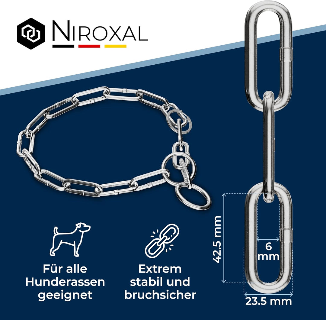 rostfreier Kettenwürger mit Zugstop zum Hundetraining - Hundehalsband Hundekette aus Edelstahl - lan