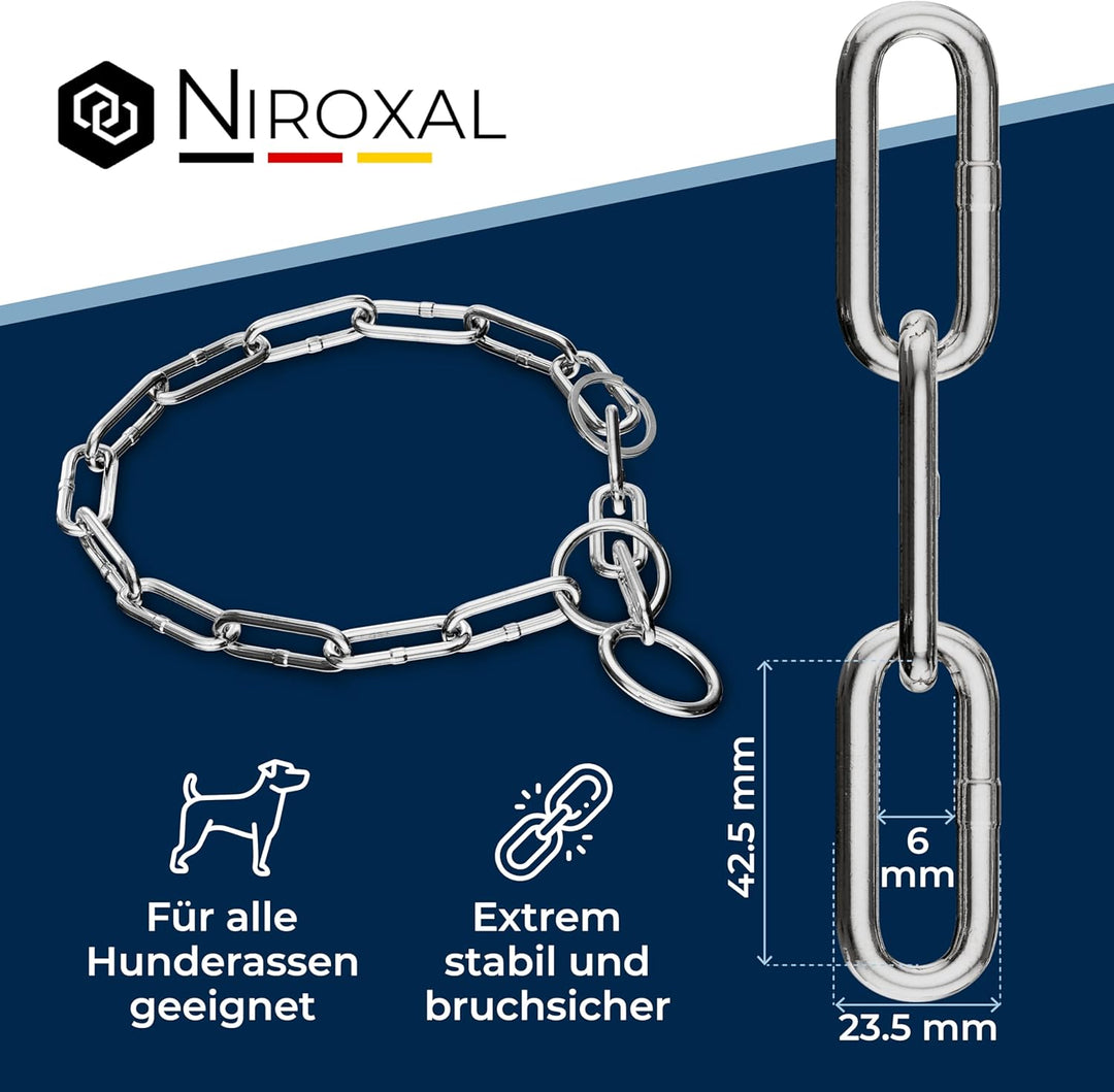 rostfreier Kettenwürger mit Zugstop zum Hundetraining - Hundehalsband Hundekette aus Edelstahl - lan