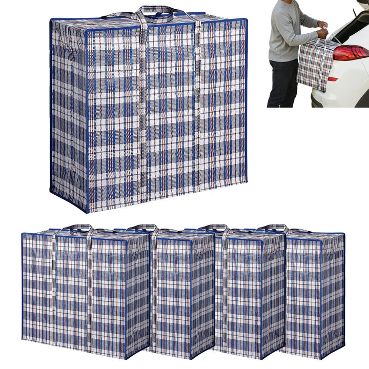 Jumbo Aufbewahrungstasche XXL 140L Kariert mit Reissverschluss – Verstautasche Bigbag PP-Gewebe Falt