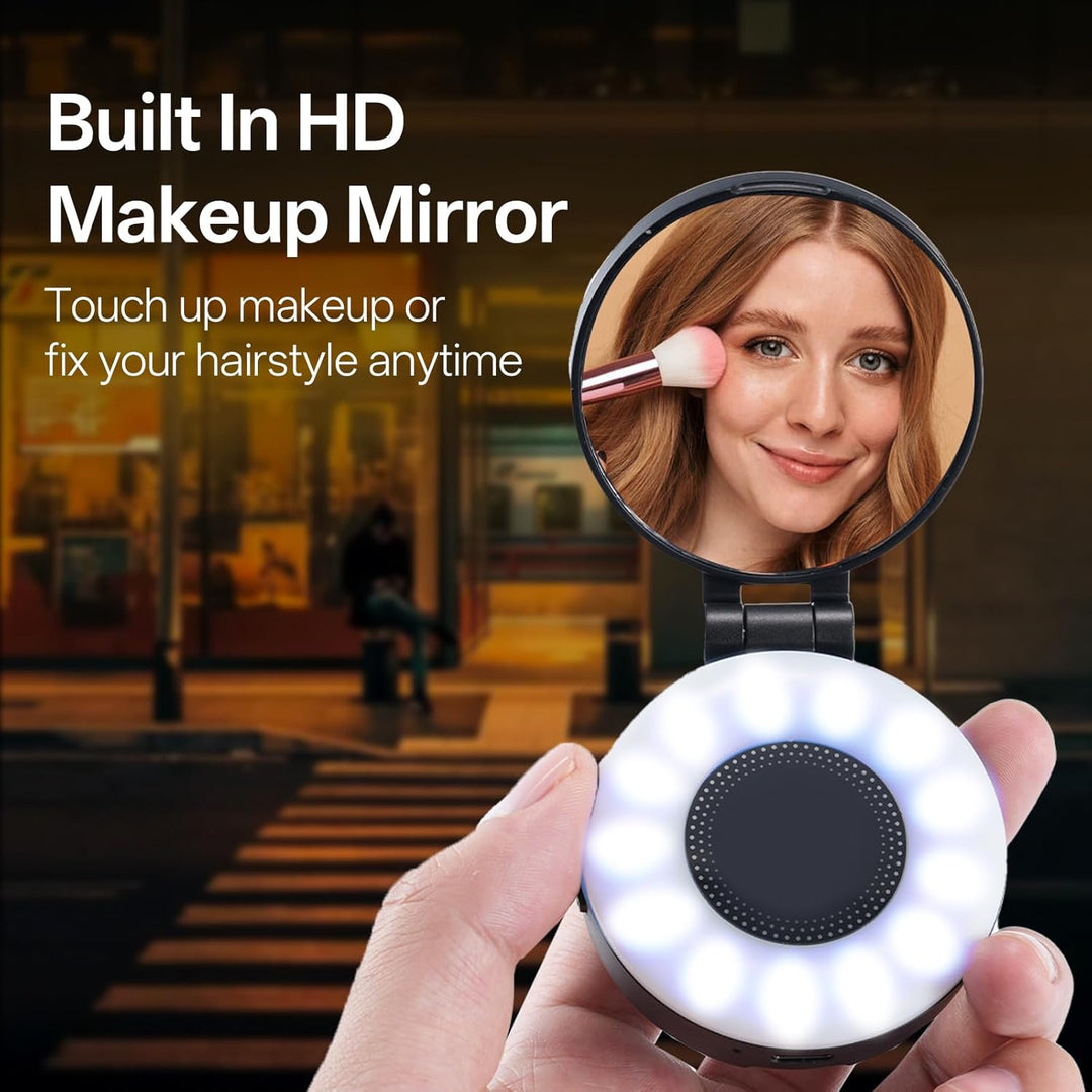 Magnetisches Selfie Licht Handy, Handylicht mit 3 Farbtemperaturen 2500k-9000k, 360° LED Ringlicht H