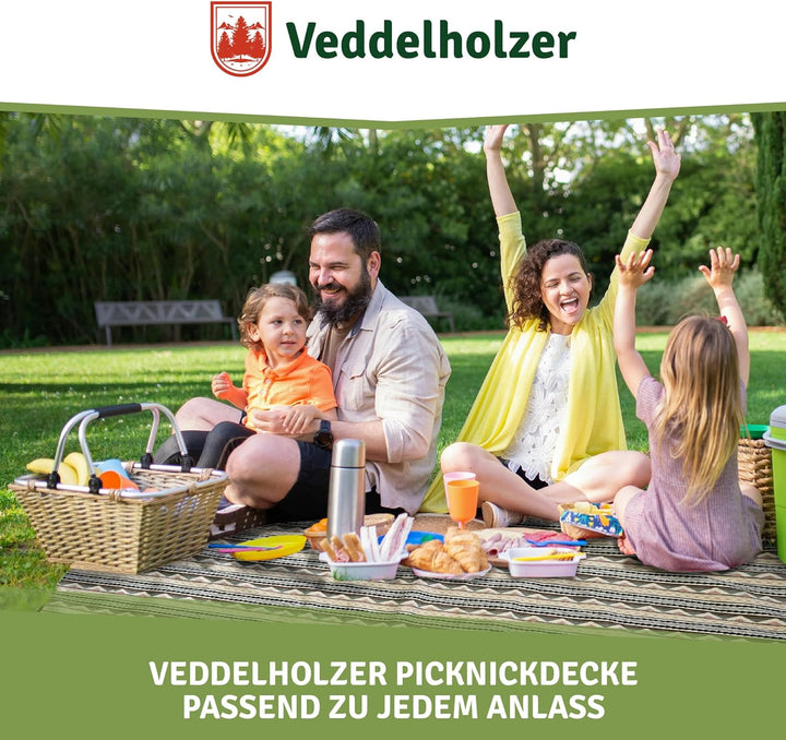Veddelholzer 200 x 200 cm Boho Picknickdecke wasserdicht, sandfeste Stranddecke XXL isoliert & gepol