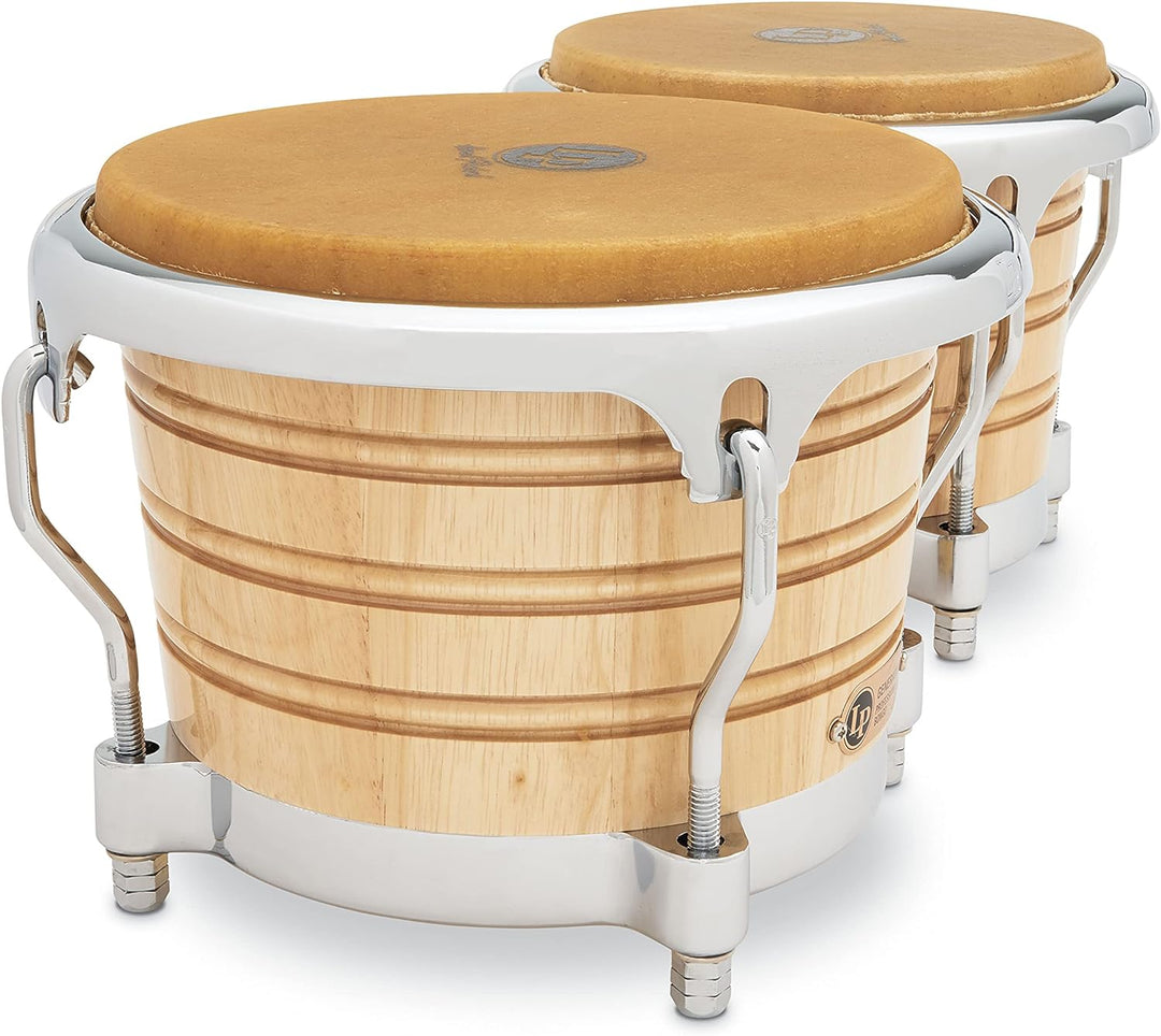 LP Latin Percussion LP813602 Generation II Wood Bongo Natural Chrome Hardware Comfort Curve II Natur