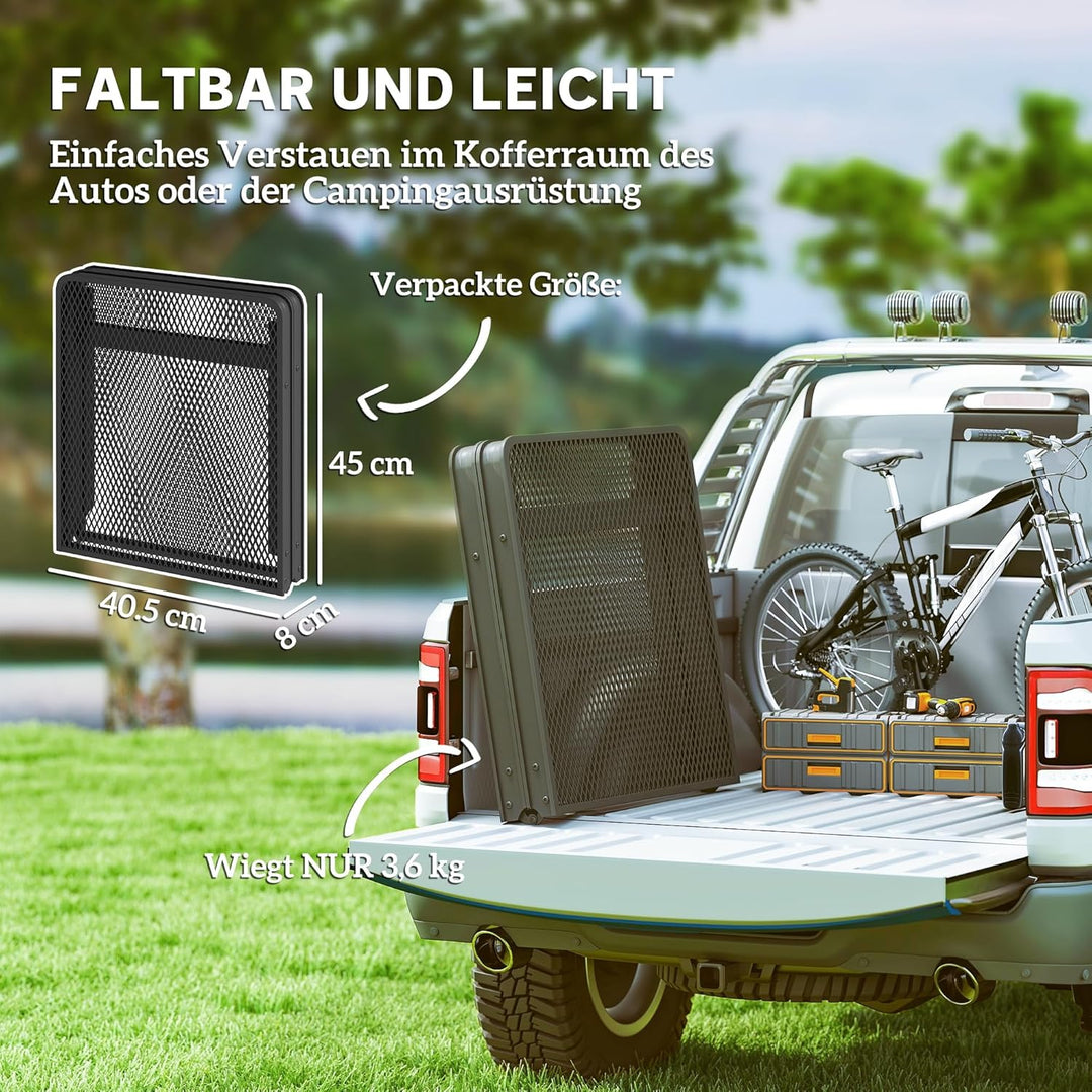 Outsunny Campingtisch höhenverstellbar Klapptisch mit Metallgitter Klappbar Gartentisch aus Aluminiu