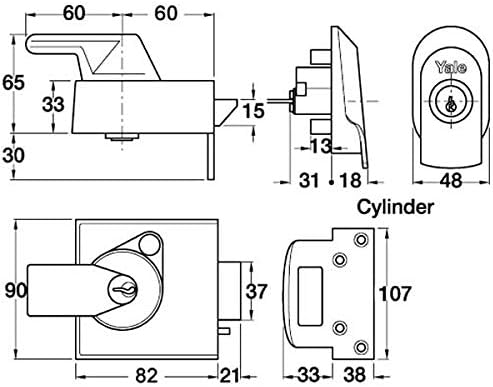 Yale Locks BS1 Nachtriegelschloss, nach britischer Norm, 60 mm, verchromt