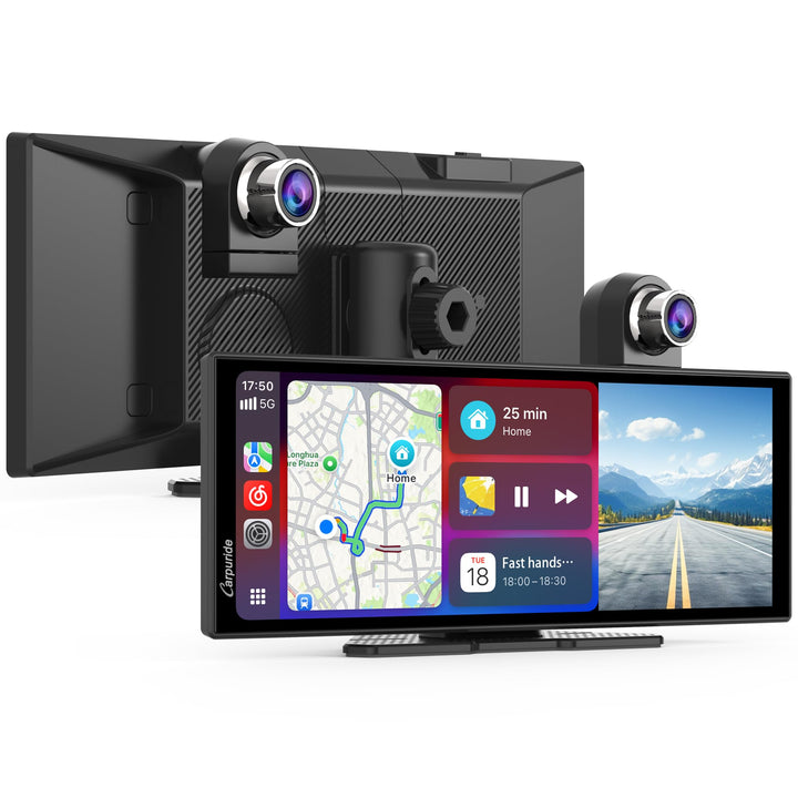 Carpuride Tragbares Kabelloses Carplay und Android Auto mit Dashcam-W125A 11,26-Zoll-HD-IPS-Bildschi