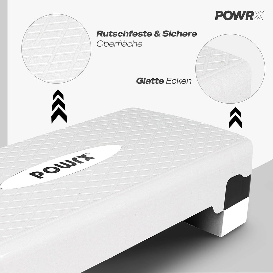 POWRX Steppbrett Fitness höhenverstellbar 10-15cm für Zuhause rutschfest versch. Farben - Stepper, S