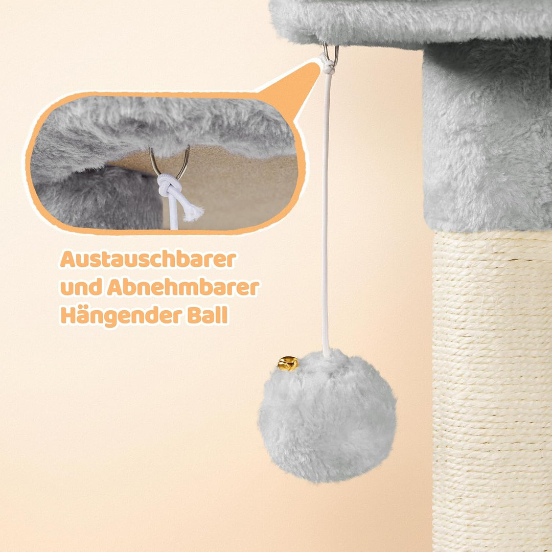 Yaheetech Kratzbaum 87 cm Katzenbaum Kletterbaum, mit Aussichtsplattform Liegemulde Katzenhöhle Sisa