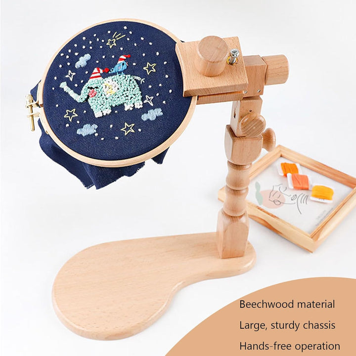RoseFlower Kreuzstich Ständer Stickrahmen Holz Drehbarer Stickständer für Tisch Embroidery Hoop Stan