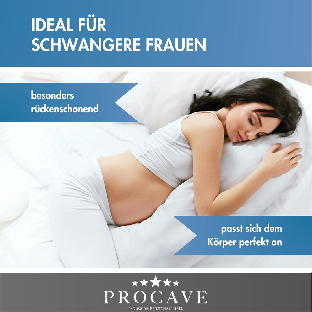 PROCAVE Seitenschläferkissen Top Cool - weiches Stillkissen - atmungsaktives Schwangerschaftskissen