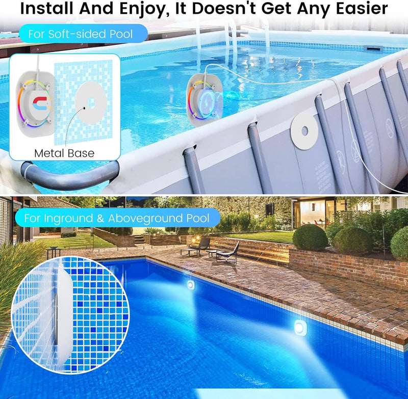 LyLmLe 10W LED Pool Lichter, 12V Smart Farbe Wechselnde Unterwasserleuchten mit APP-Steuerung, Dimmb