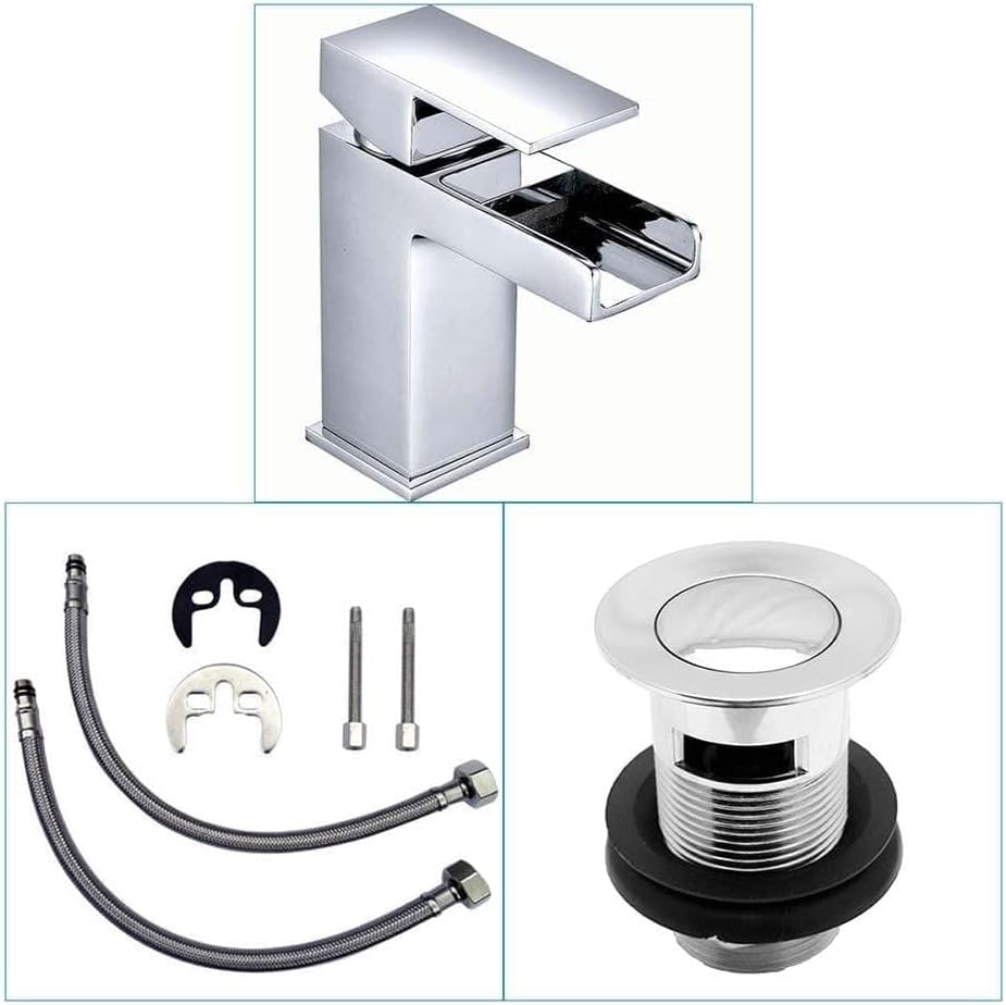 veebath Kinross chrom Wasserfall Mischbatterie, moderne Luxus Badezimmer Hebel Wasserhahn mit Pop Up