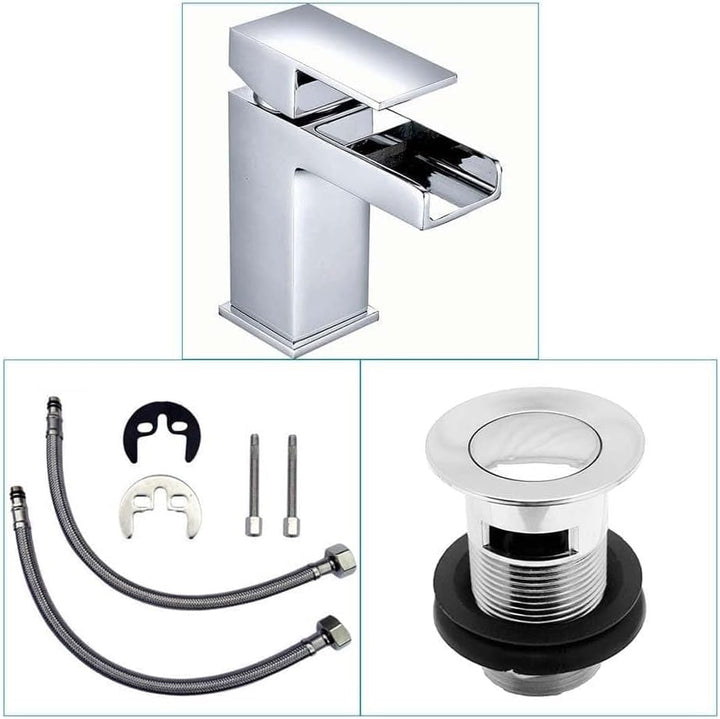 veebath Kinross chrom Wasserfall Mischbatterie, moderne Luxus Badezimmer Hebel Wasserhahn mit Pop Up