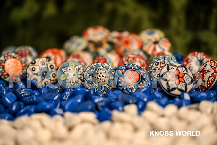 Mix aus Keramik knäufen im Vintage-Look, Blumendesign, Griffe für Türen, Schränke, Schubladen, 20 St