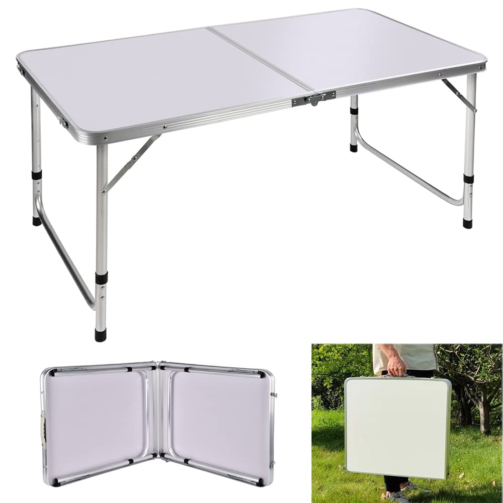 Aluminium-Klapptisch, tragbar, faltbar, Picknicktisch, Campingtisch, 3-fach höhenverstellbar, leicht