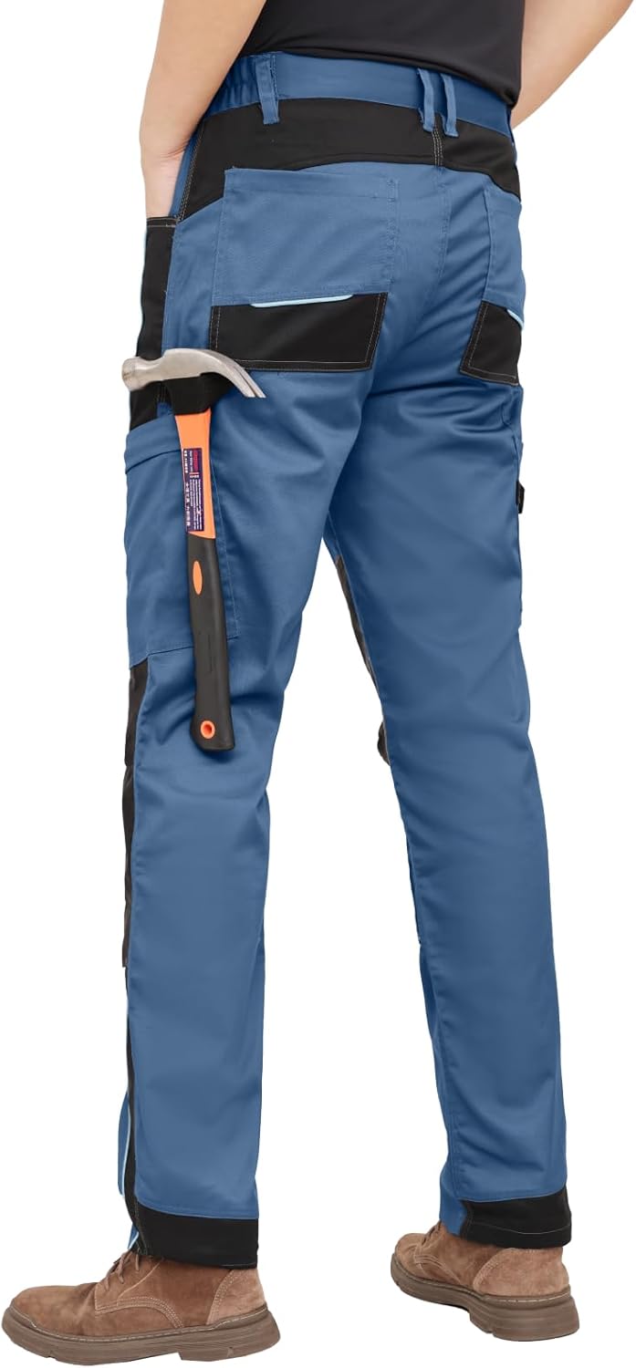 WORK IDEA Herren Stretch-Arbeitshose mit zahlreichen Taschen und Werkzeugtaschen Blau 42, Blau 42