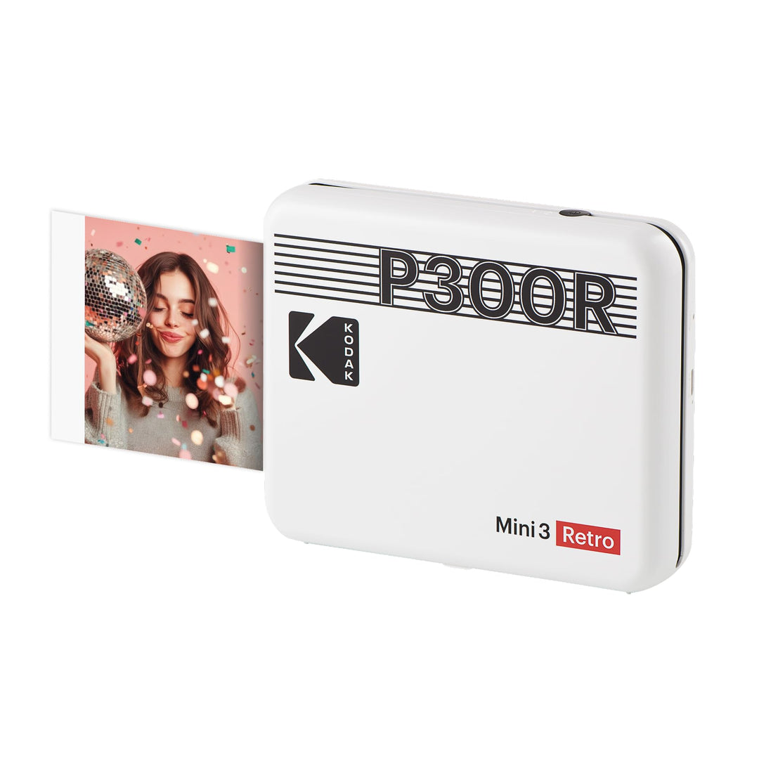 KODAK Mini 3 Retro 4PASS Mobiler Fotodrucker (7,6x7,6cm) - Weiss s Weiss, s Weiss