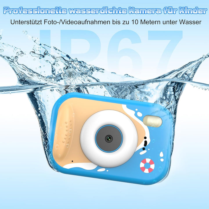 Unterwasserkamera Kinder, 10M/32.8FT Kinderkamera wasserdichte Kamera Kinder mit 2,4" Bildschirm, 32