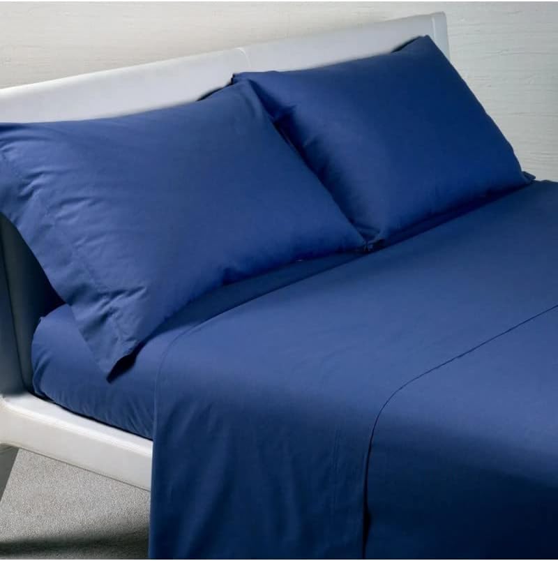 Caleffi Baumwolle, einfarbig, Bettwäsche, Blau, Doppelbett 160 x 190 cm Blau, 160 x 190 cm Blau