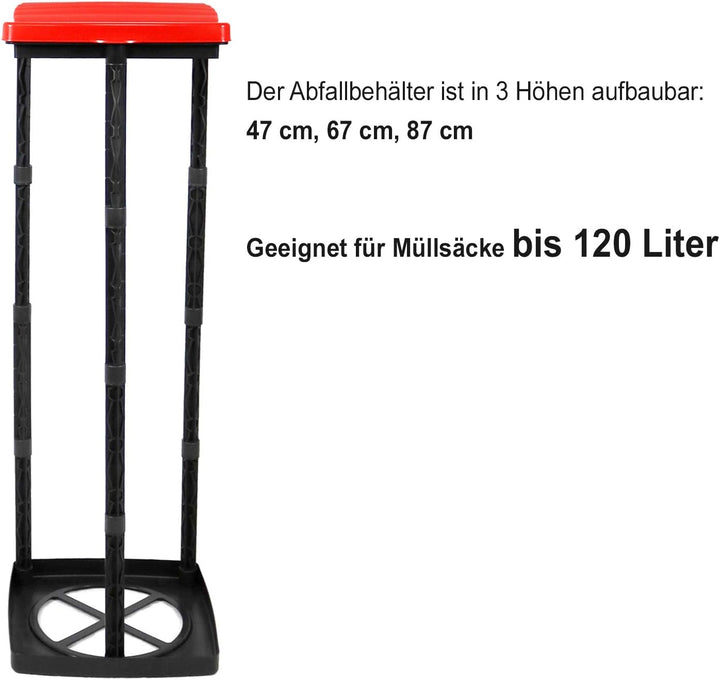 com-four® Müllsackständer mit Deckel - in 3 möglichen Höhen aufbaubar - optimal für Heim, Garten, We