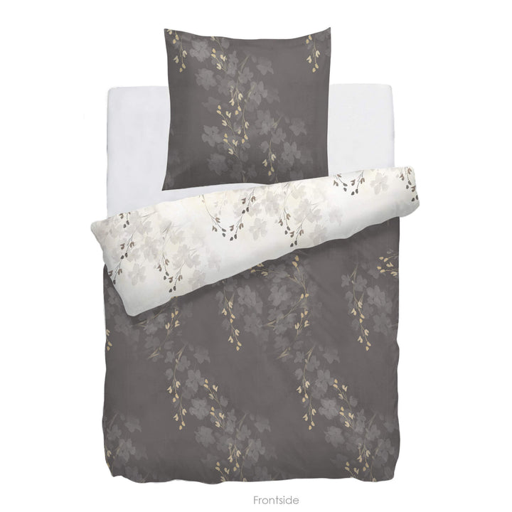 HNL Living Porana Bettwäsche mit Velvet Touch 135x200 + 1x 80x80 Taupe
