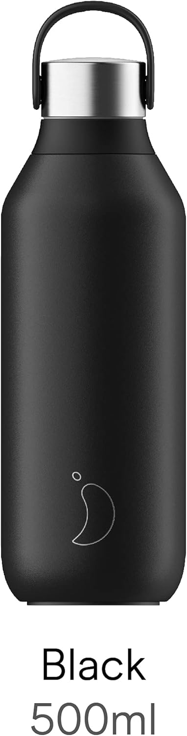Chilly's Series 2 Trinkflasche - Isolierflasche aus Edelstahl mit Soft-Touch-Kragen & Trageschlaufe