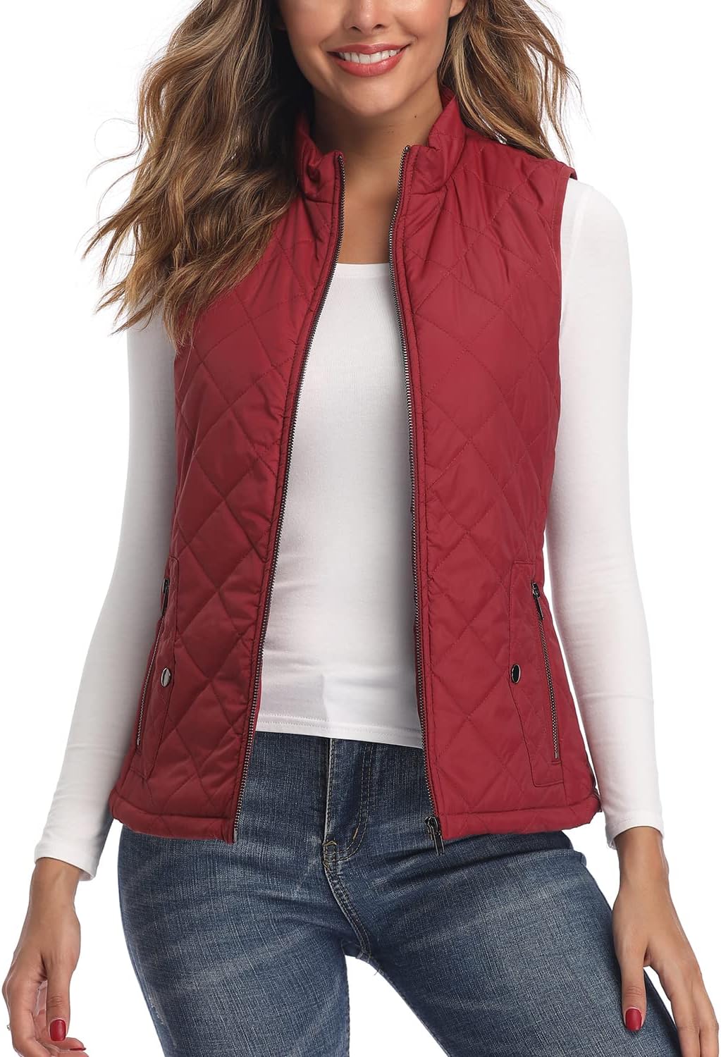 LONGKING Damen Regular Fashion Vests S Rot, S Rot