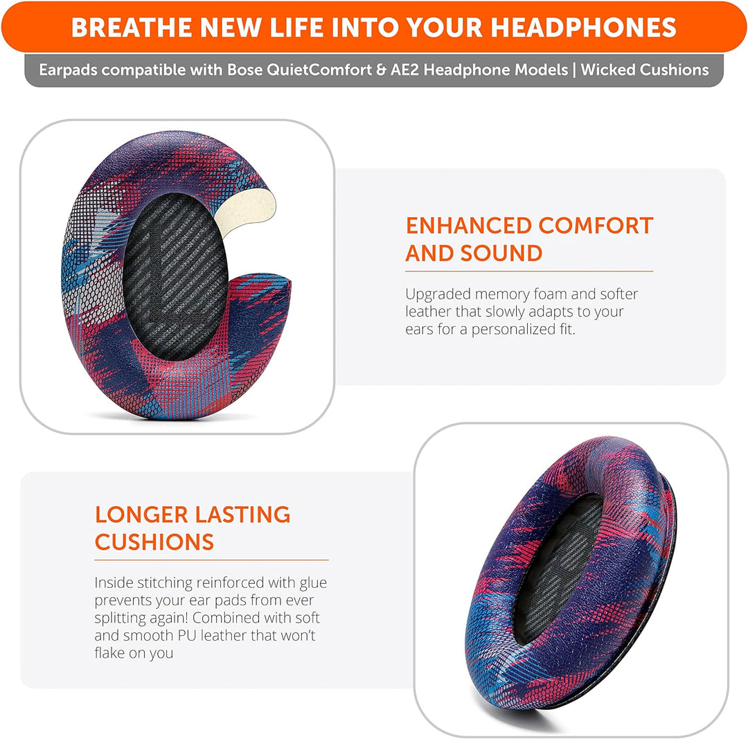 WC Wicked Cushions Ersatzohrpolster Kompatibel mit Bose QuietComfort 35 (QC35) & QuietComfort 35ii (