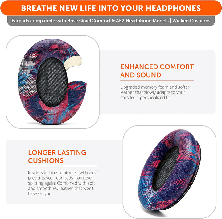WC Wicked Cushions Ersatzohrpolster Kompatibel mit Bose QuietComfort 35 (QC35) & QuietComfort 35ii (