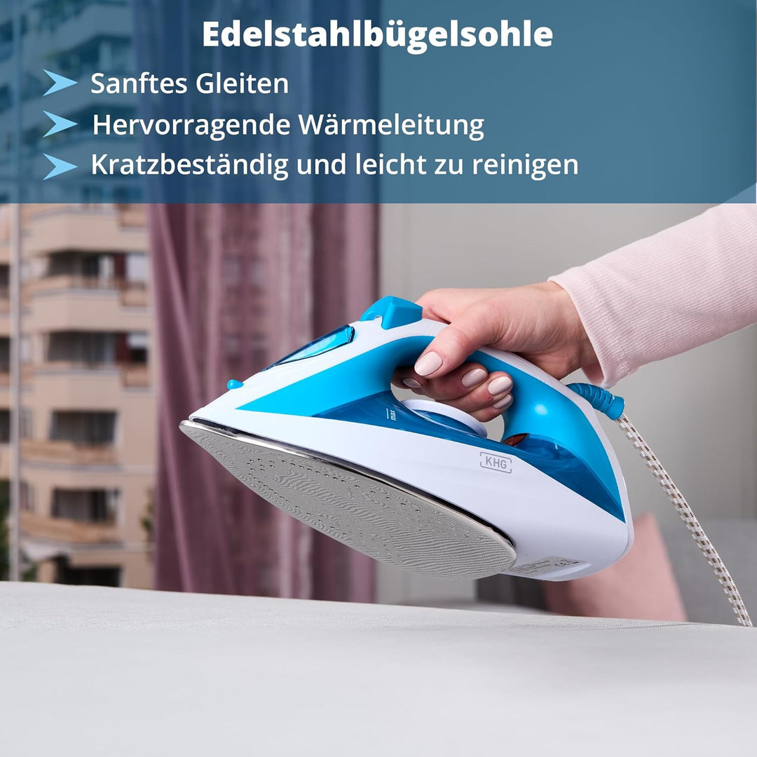 KHG Bügeleisen Dampfbügeleisen DB-1600WB, Edelstahl-Bügelsohle, Sprühfunktion, variable Dampfeinstel