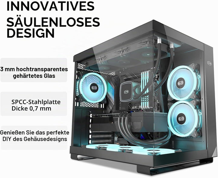 CPS C3T500 ARGB Sales Kit Tower ATX-Gehäuse, PCCOOLER Tower-PC-Gehäuse, 6 120 mm ARGB-Lüfter, kompat
