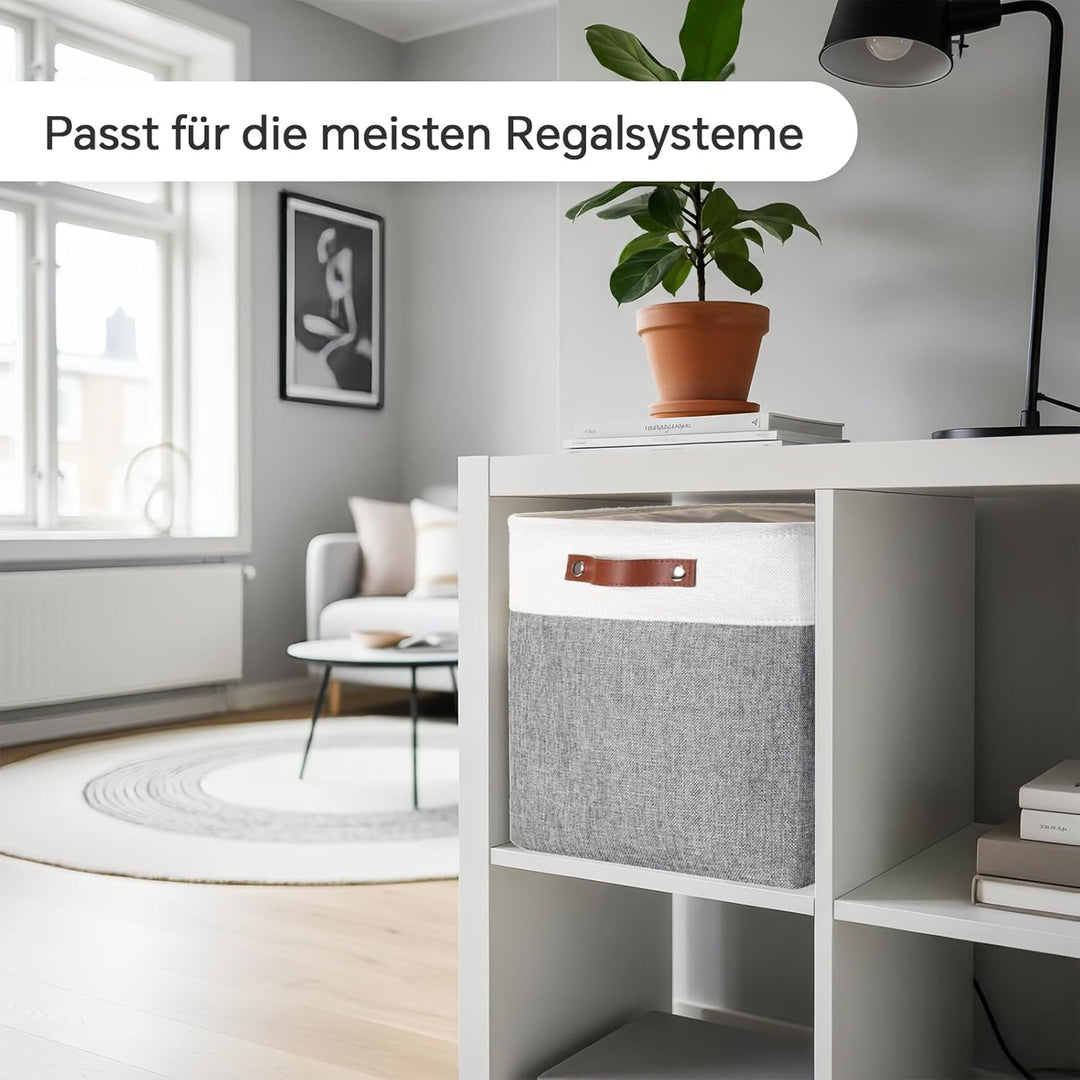 Mangata 25|28|30|33 cm Aufbewahrungsbox Stoff, Aufbewahrungskorb für Regal, Korb Aufbewahrung, 4-er