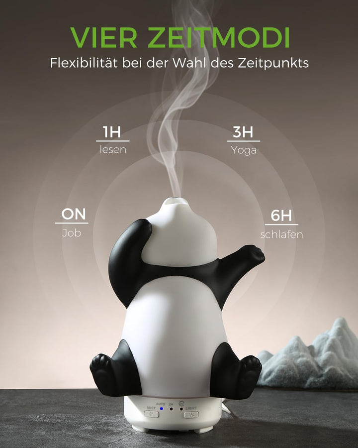 Panda Diffuser ätherische öle - Niedlicher, drehbarer Aroma Diffuser für Zuhause mit 7-farbigem Lich