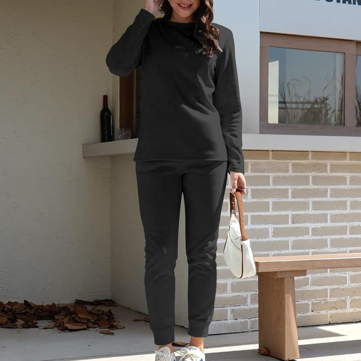 Lange Unterhosen Herren bequem, lässig, einfarbig, Rundhalsausschnitt, langärmelig, plus Fleece-Bott