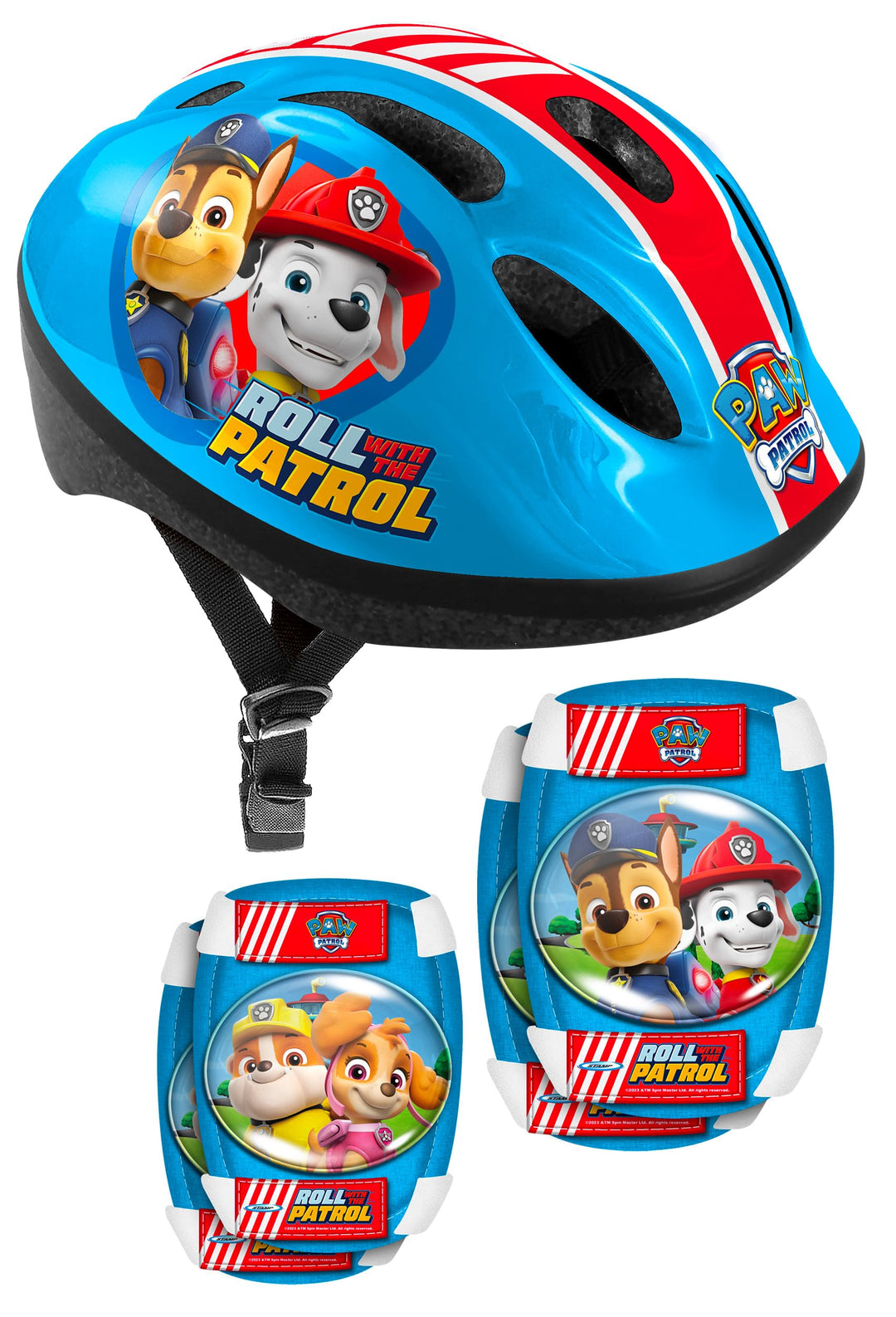 STAMP Unisex-Youth Helmet + Elbow & Knee Pads PAW Patrol, RED-Yellow-Blue, S PAW PATROL RED-YELLOW-B