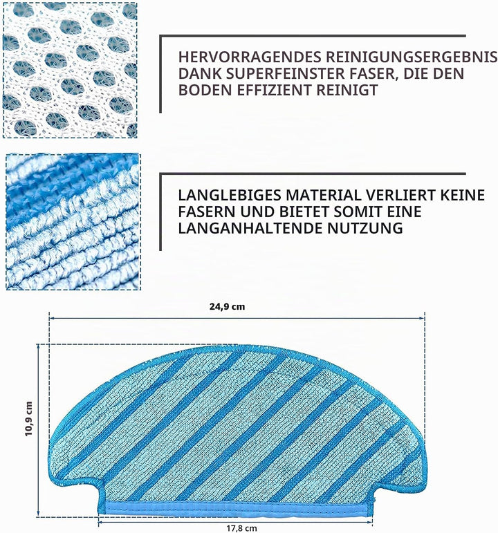 ECOVACS Wischtücher (Wiederverwendbar), 3 Stück – Original Zubehör für T8 AIVI und N8 Serie Saugrobo