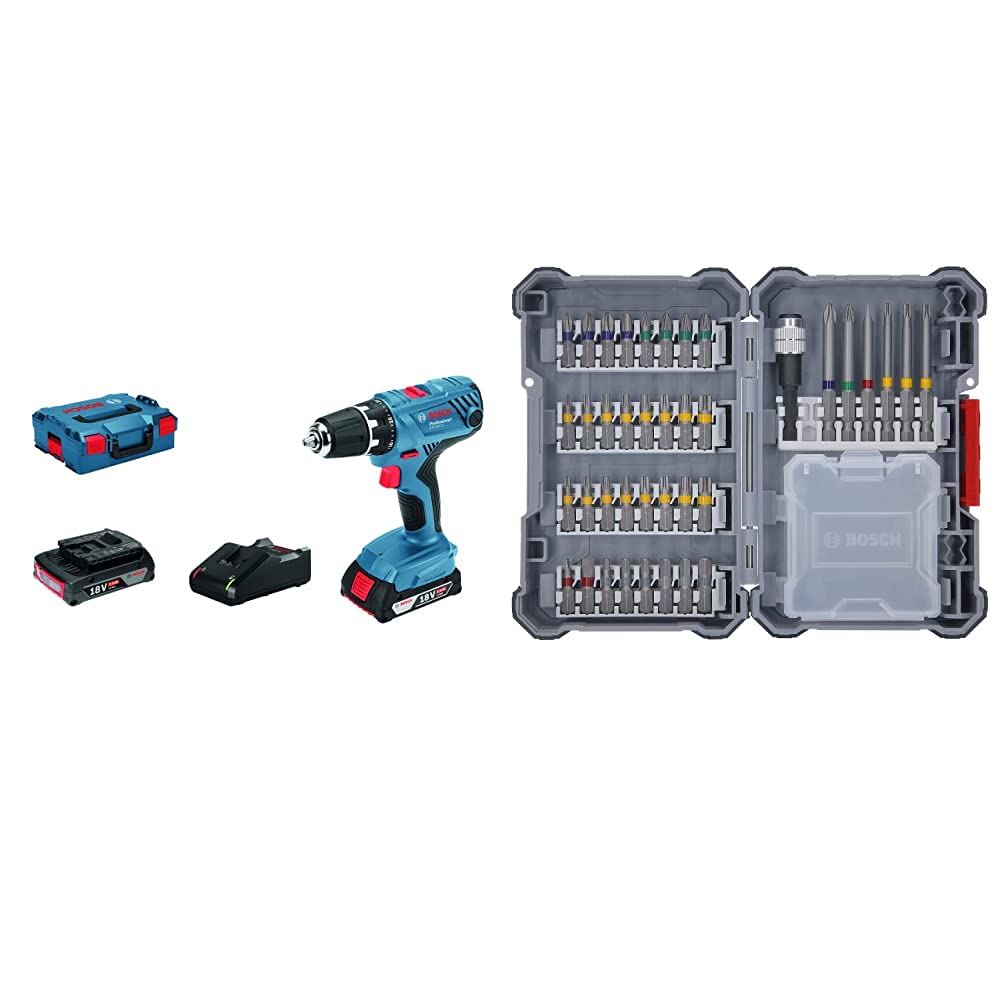 Bosch Professional 18V System Akku-Bohrschrauber GSR 18V-21 (max. Drehmoment: 55 Nm, inkl. 2x2,0 Ah