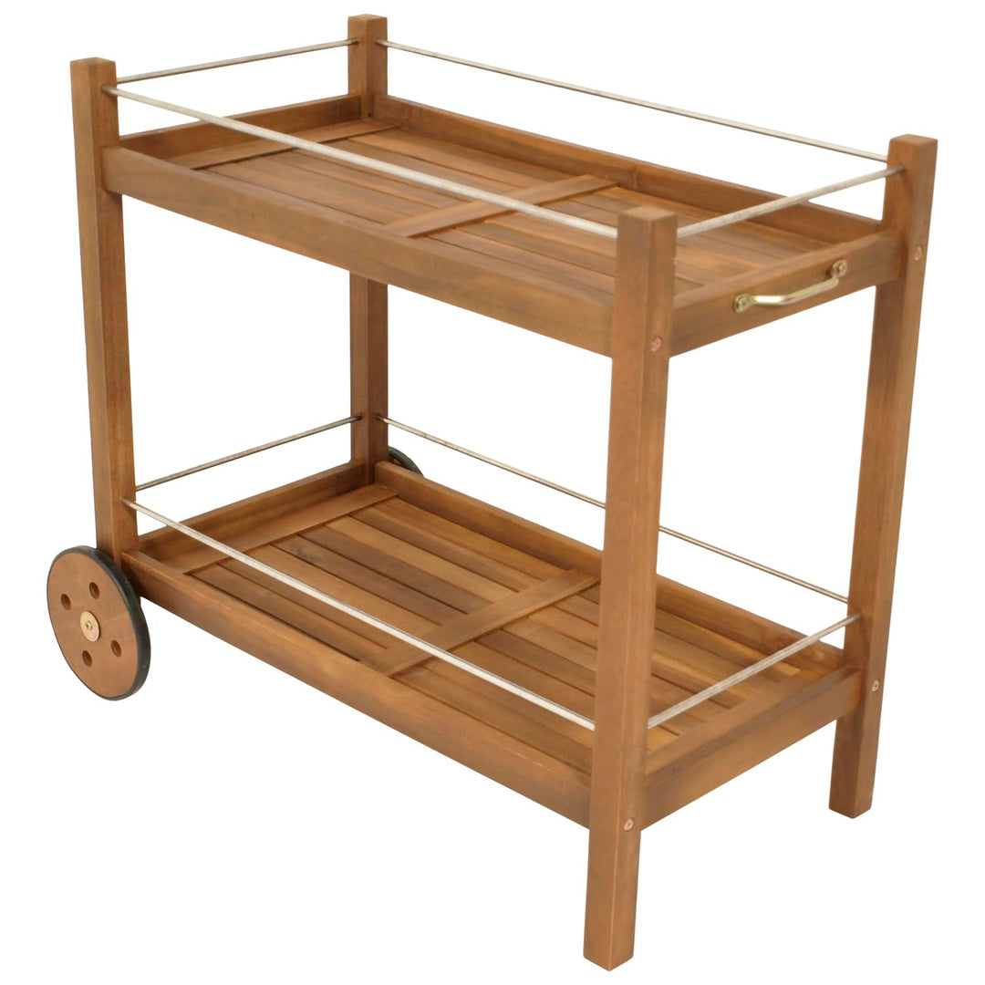 DEGAMO Barwagen Servierwagen Cape TOWN92x84x83cm, Zwei Ebenen, Holz Akazie braun geölt, Outdoor