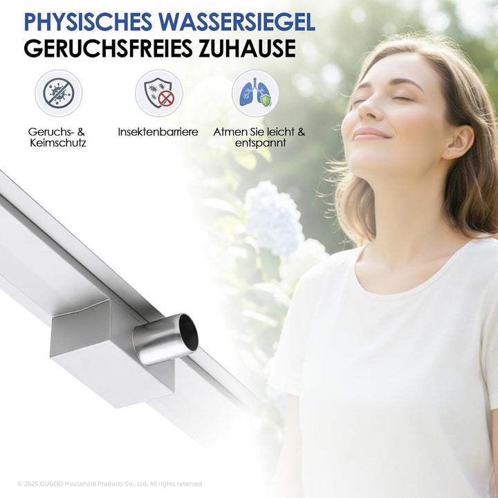 Duschrinne 60 cm 304 Edelstahl, Linearer Bodenablauf Komplettset Gitter – Gebürstet, Gitter – Gebürs