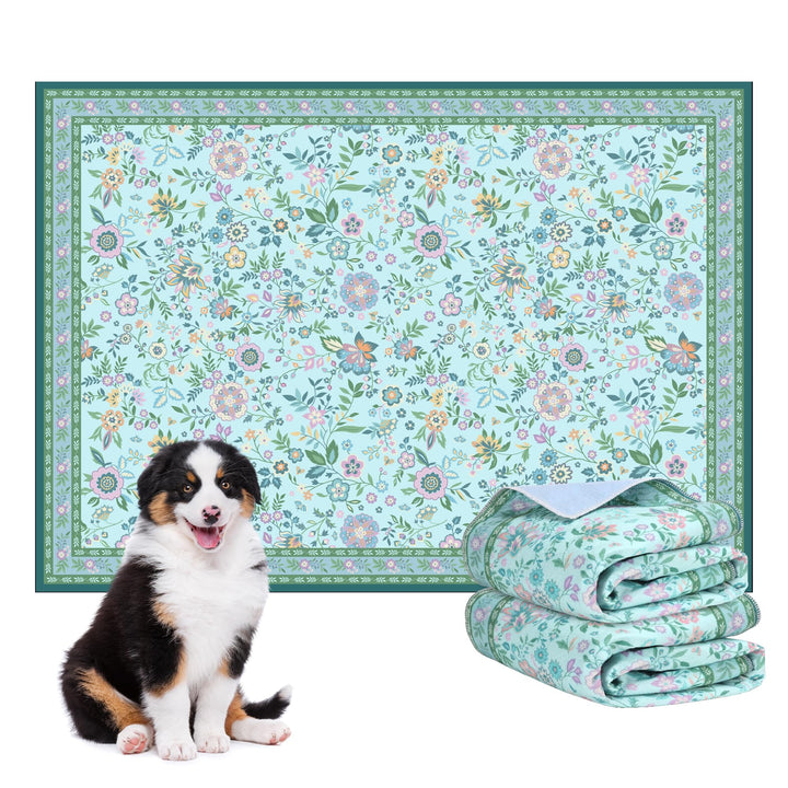 Baodan Welpen Unterlagen Waschbar, 2 Pack PIPI Matten für Hunde mit Blumenmuster inkontinenzunterlag