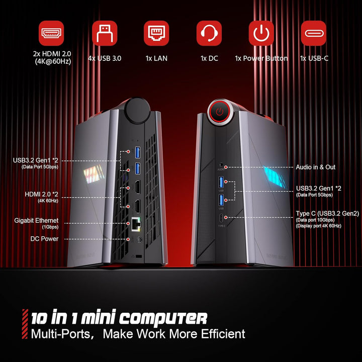 ACEMAGIC Mini PC Core i9 12900H, 32 GB DDR4 512 GB NVME SSD Micro Desktop Computer Core i9 12900H 32