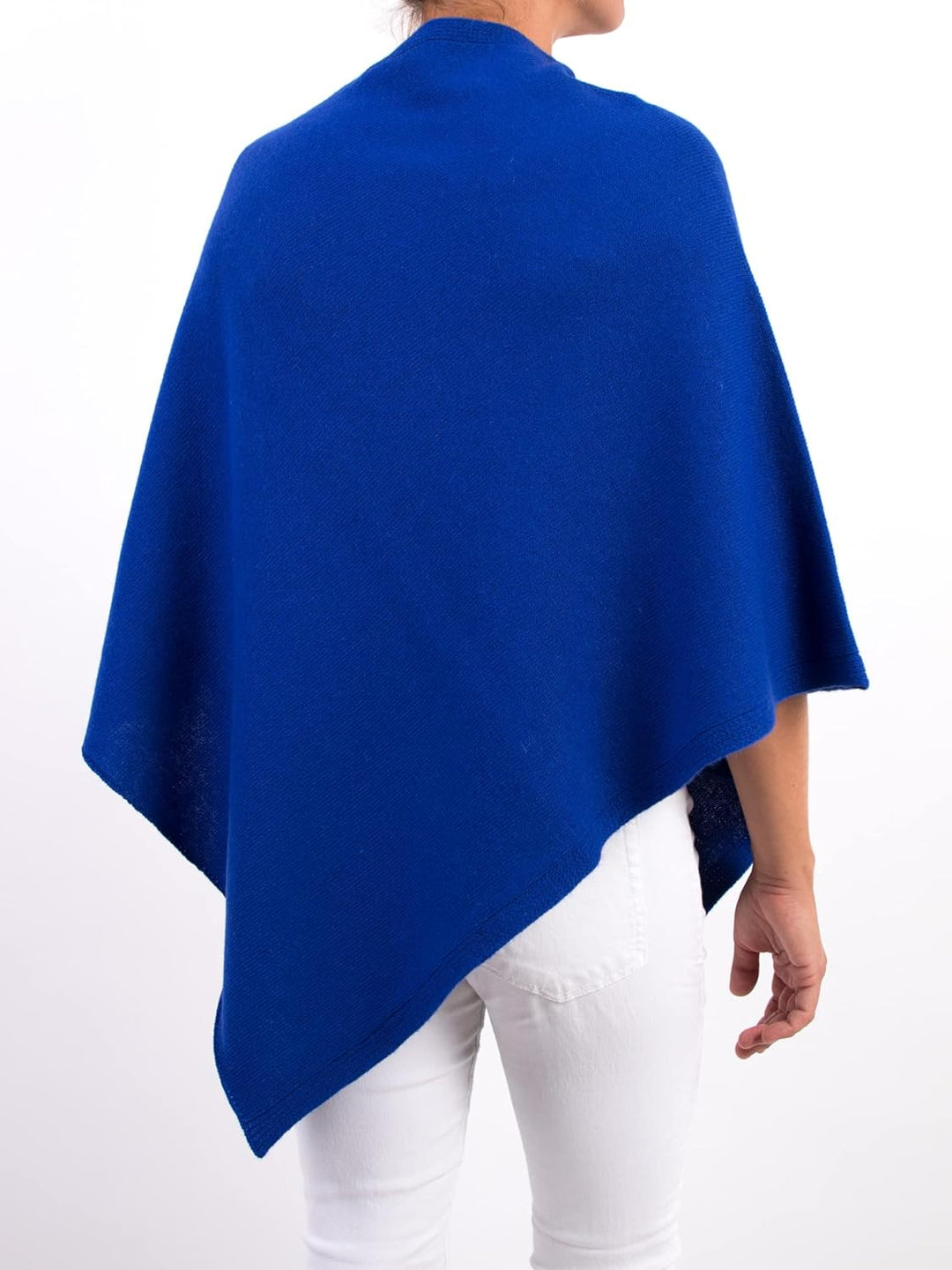 Poncho aus Kaschmir Mischung für Damen, hergestellt in Italien Einheitsgrösse Königsblau, Einheitsgr