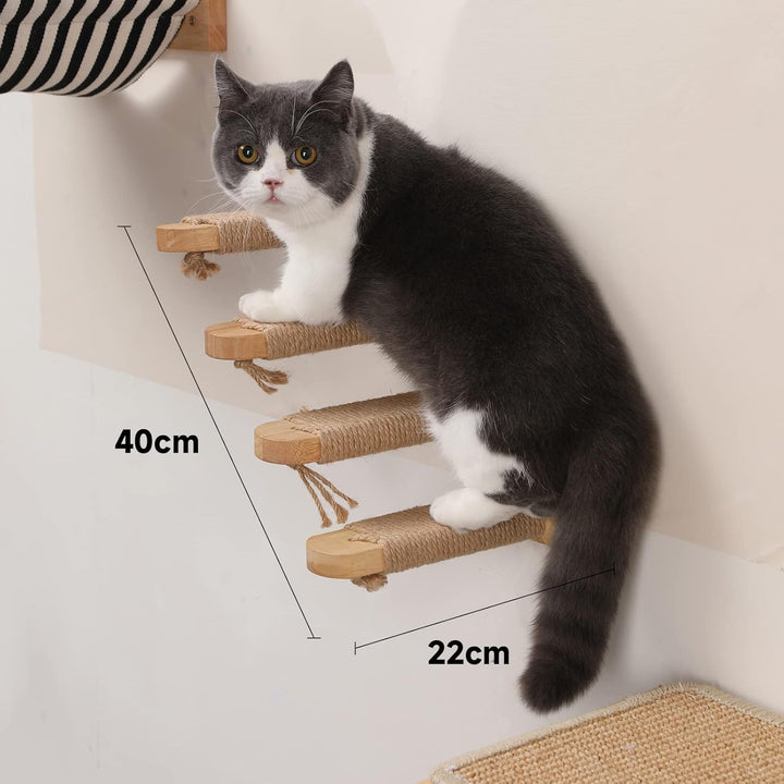 FUKUMARU Kletterwand Katzen, Katzentreppe Wand, Wandliege Katzen, aus Massives Gummiholz, für Katzen