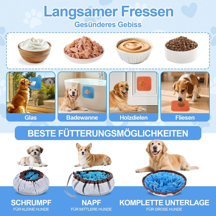 4 Stück Schleckball Hund, Schnüffelteppich Hund, Schleckmatte Schnüffelmatte Beschäftigung für Klein