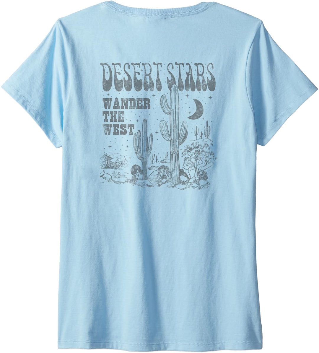 Damen Trendy Desert Stars Wander The West Desert Night Scene T-Shirt mit V-Ausschnitt