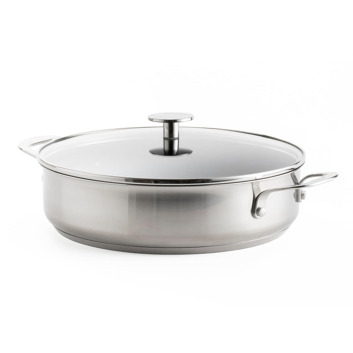 KitchenAid Stainless Steel Schmorpfanne (28cm/4,3l), PFAS-freie keramische Antihaftbeschichtung, bes