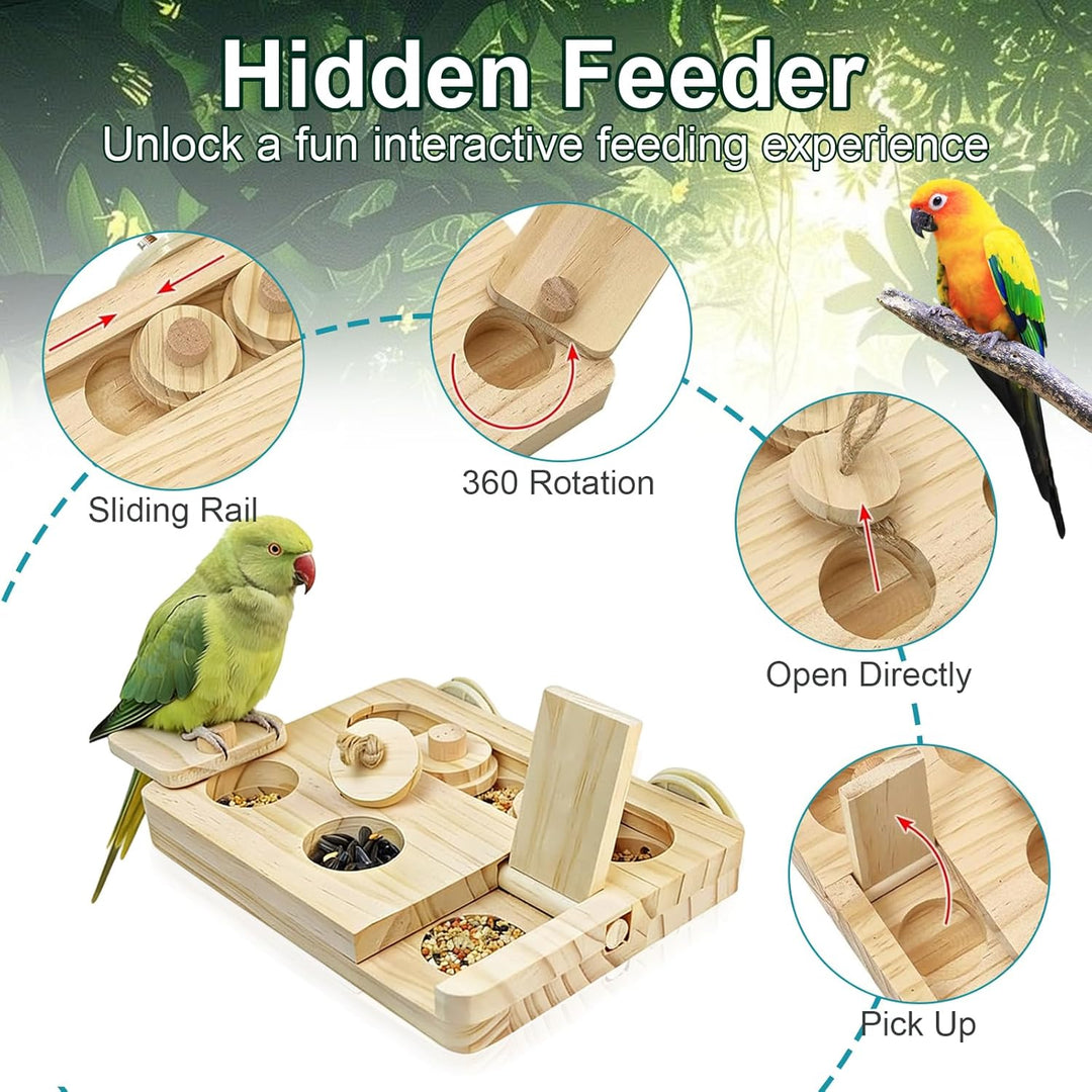 Hamster Spielzeug - VöGel Futtersuchpuzzle Holz - Puzzle Futterspender FüRVöGel - Nager Spielzeug -